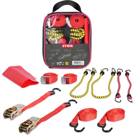 STIER Spanngurte-Set 9-teilig, TÜV/GS geprüft nach DIN EN 12195-2 (1/4)