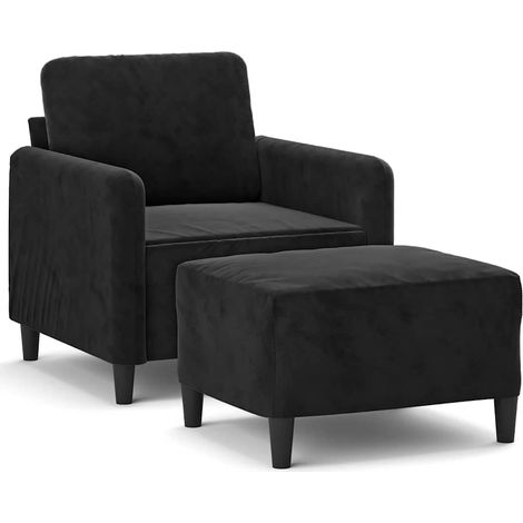 Maison Exclusive - Poltrona con Poggiapiedi Nero 60 cm in Velluto
