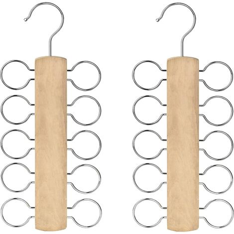 2 Pièces Porte-écharpe, Crochet Métal, Support Bois, Organisateur Placard, Pour Foulards,Cravates,Ceintures (1/5)
