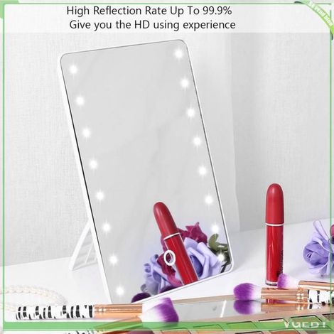 Miroir de vanité - FAFEICY - Miroir maquillage tactile 16LED - Blanc - 180° argenté - Support détachable (1/5)