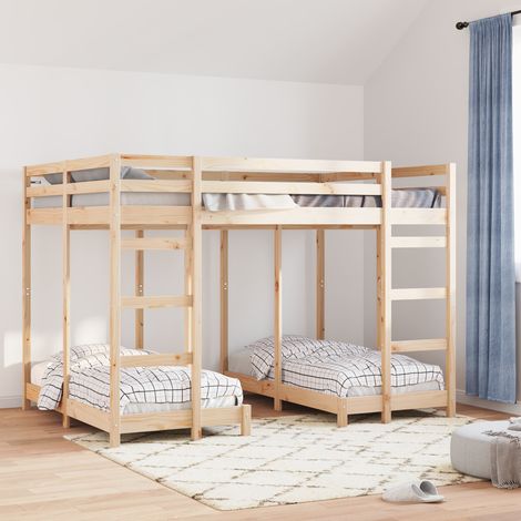 Maison Exclusive - Dreifach Etagenbettrahmen Braun 140 x 200 cm (1/4)