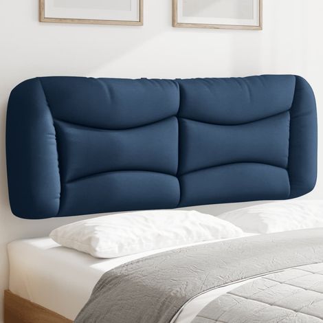 Coussin de tête de lit 140 cm bleu en tissu polyester à rayures ondulées - PANGIVO (1/5)