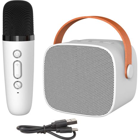 Enceinte Bluetooth Mini Portable avec Microphone pour Fête à la Maison, Anniversaire - Blanc (1/5)