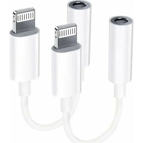 Adapter Lightning toward Jack 3,5 mm  Set of 2, certified quntis, compatible iphone 13/12/11/XS/XR and ios (1/4)