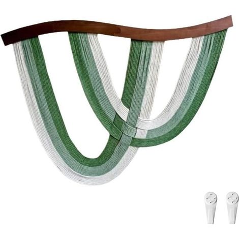 Décoration murale bohème chic en macramé - Décoration murale en bois bohème - Pendentif esthétique à suspendre (vert) (1/5)