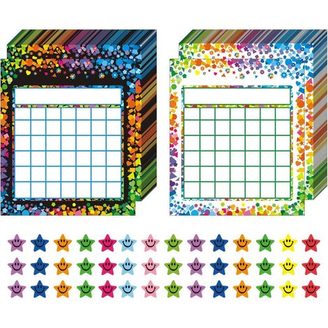 Juego de 100 tablas de recompensas para niños, ideales para usar en el aula o para tareas domésticas. Incluye 100 tablas y 20 juegos de pegatinas de estrellas para decorar la sala de estar o el aula. (1/5)
