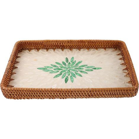 Plateau Tressé pour Salle de Bain et Salon Plateau Décoratif Tressé avec Motif Organisation et Rangement Intérieur (1/5)