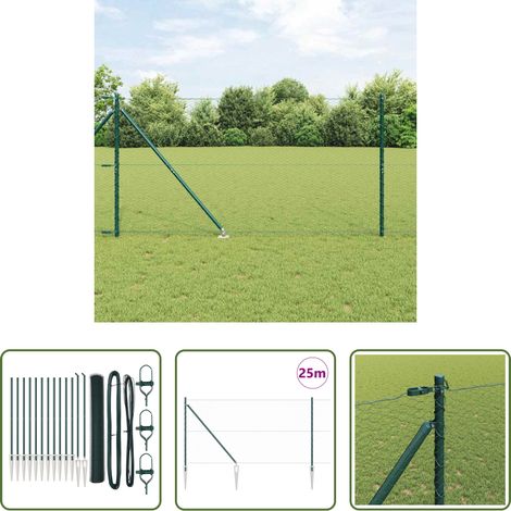 vidaXL Sécurité extérieure - Poteau de clôture. Vert 25 x 1,2 m (maille de 25 mm) Acier (1/5)
