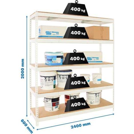 Estanteria 2000x2400x600 SIMONFORTE 2406/5 CHIPBOARD BLANCO/MADERA marca SIMONRACK (1/2)