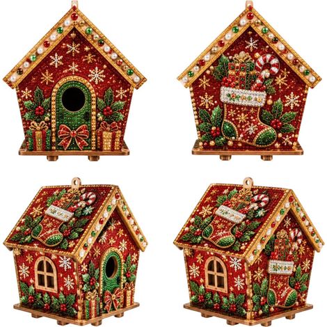 Irovami Kit diamant bois Noël – maison 3D, perles/résine, mural, cadeau (1/5)