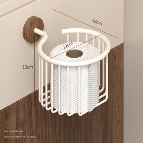 Porta fazzoletti - Porta fazzoletti in rete - Porta carta igienica da bagno - Scaffale portaoggetti - Porta fazzoletti in legno massello, non è necessaria la foratura (1/2)