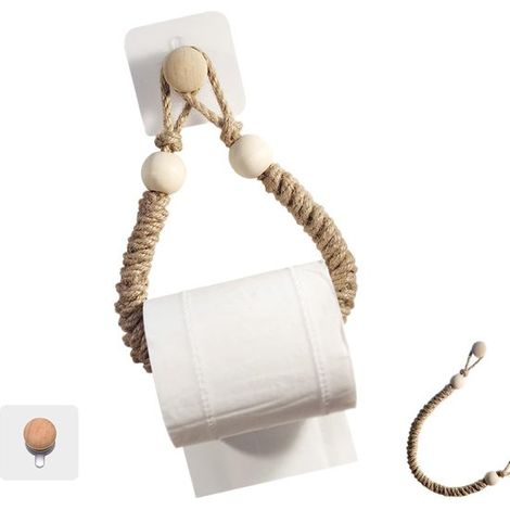 Portarrollos de papel higiénico de 2 piezas sin taladro,portarrollos de cuerda,soporte para papel higiénico para inodoro (1/5)