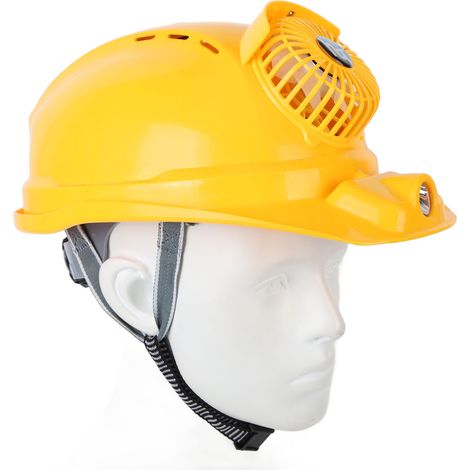Casque ventilateur solaire rechargeable avec éclairage LED, idéal chantier, protection solaire, aération rafraîchissante, dissipation thermique, batterie intégrée, chargeur 100-240V norme US. (1/5)