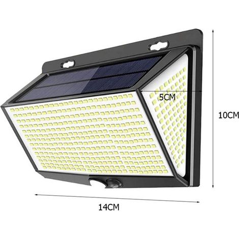KLVGTIFS PU - Applique murale solaire 468 LED, étanche, à détection de mouvement, pour jardin, extérieurL013 (1/3)