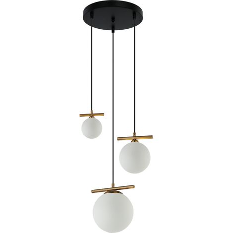 Lampada sospesa Italux Merseta bronzo, sfere bianche (1/2)