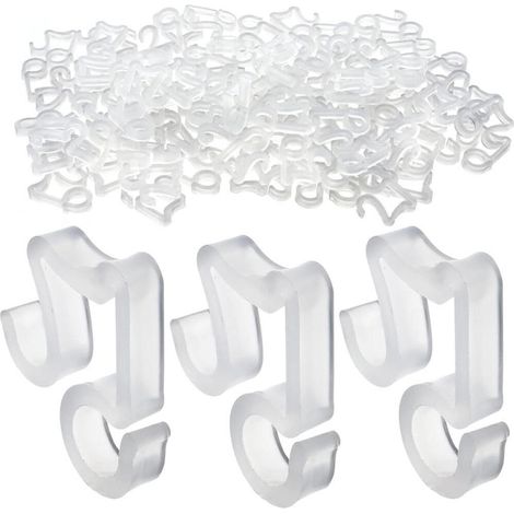 Lot de 100 Blanc Plastique Crochets à Suspendre pour Guirlande Lumineuse de Noël Bardeau de Gouttière Crochets Extérieurs (1/5)
