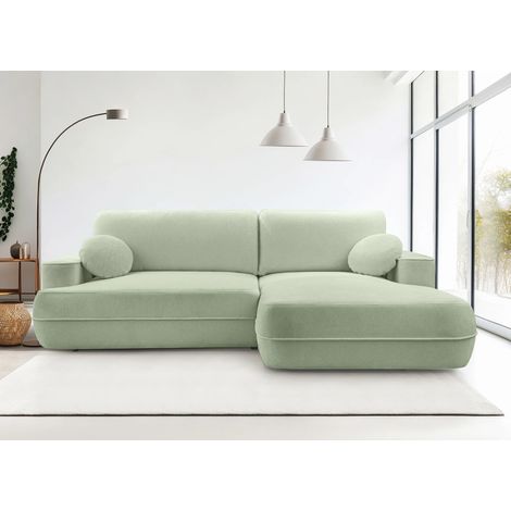 AX LIVING Ecksofa mit Schlaffunktion Peoni 267 cm salbeigrüner Stil R
