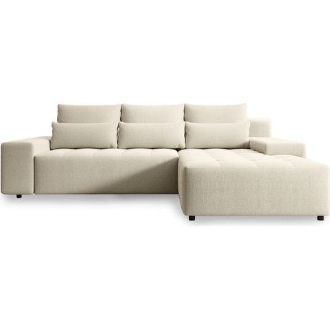 Selsey Neluro – Ecksofa mit Schlaffunktion & Bettkasten, Chenille wasserabweisend, Universal, Hellbeige (1/5)