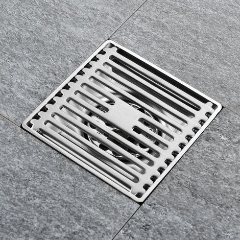Grille à déchets de sol carré en acier inoxydable, drain de salle de bain, évier de cuisine, passoire de salle de douche 15cm (1/5)