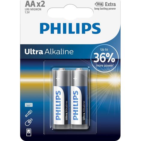 Philips Ultra Pile alcaline LR6E2B/10 - Piles (Pile à usage unique, AA, alcaline, 1,5 V, 2 pièce(s), 7 année(s)) (1/2)