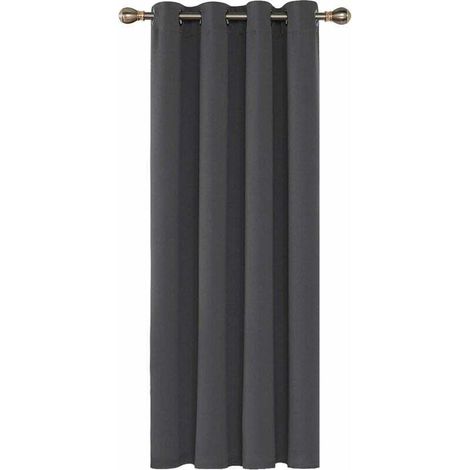 Rideaux Occultants Isolant Thermique, 140x240 CM (Largeur x Hauteur), Rideaux pour Salon et Chambre, Design Moderne à Oeillets, Gris Foncé, 1Pièces