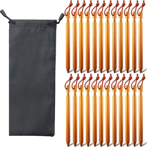 10 Piquets de tente en alliage d'aluminium 7075, légers et résistants avec corde réfléchissante et sac de transport pour camping (1/5)