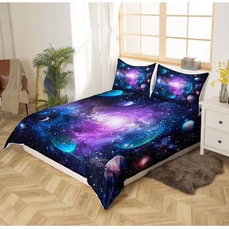 Parure de Lit Outspace Kids Parure de Lit 3D Print Space Housse de Couette 140x200cm garçon Chambre Espace décoratif Ciel - YQD (1/4)