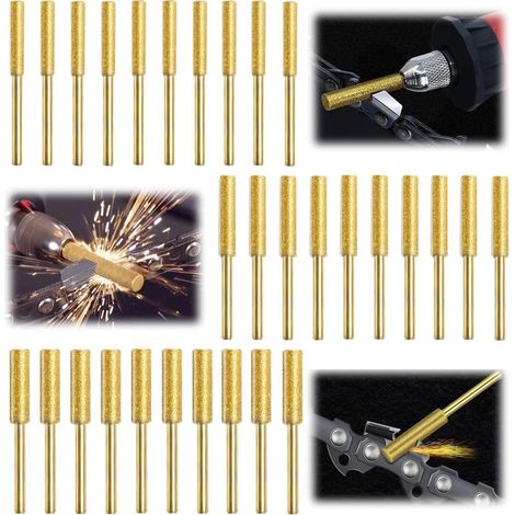 30 Piezas Gabarit Affutage Chaine de Tronconneuse, Diamant Affuteur Affuteuse de Chaine Tronçonneuse, Lime pour Chaine de Tronconneuse, 3 Tailles Différentes pour Tronçonneuse Affûter et Poncer (1/5)