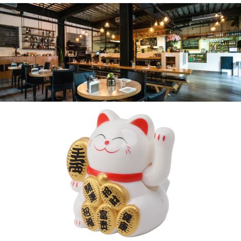 "Chatou Fortune Solaire Mini 2" Chats Invitant la Fortune Blanc, Figurine de Bienvenue à la Richesse (1/5)