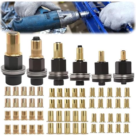 6 Pcs Hand Rivet Head Nuts, Crimp Nuts Insert Threaded Metal (1/5)