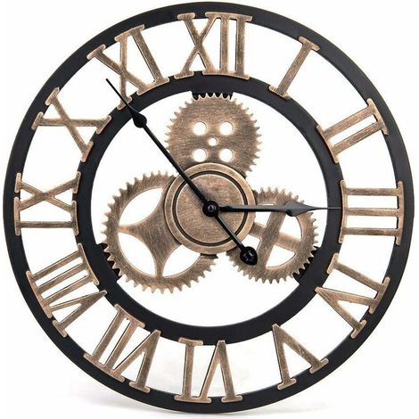 royaluxe - Horloge Murale Vintage - Style Artistique européen avec Couronne décorative et Chiffres Romains - Fabriquée à la Main en 3D pour Salon, Cuisine, Chambre, Bar, café (1/5)