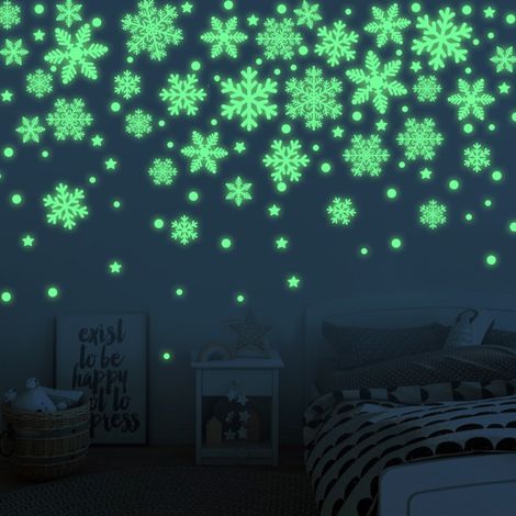 Autocollant Phosphorescent Flocon de Noël - Décoration Murale Adhésive pour Porte Fenêtre Plafond (1/5)