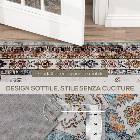 Tapis Vintage Antidérapant Lavable en Machine, Poil Ras Multicolore 230x160 cm pour Salon et Chambre (1/5)