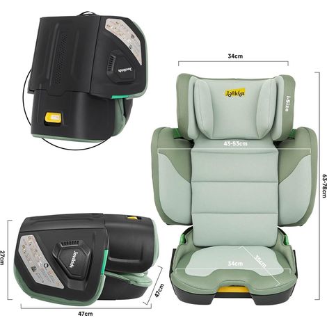 Silla infantil plegable ISOFIX i-Size R129, elevador con respaldo ajustable, verde OKMYHOME (1/5)