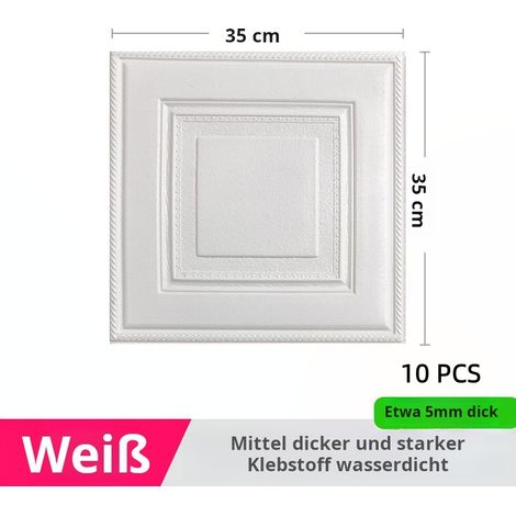 10er Set 3D Wandpaneele selbstklebend 35x35 cm, PVC-Weichschaum Tapete wasserdicht, dekorative Wandaufkleber für Wohnzimmer, Schlafzimmer und Küche (1/5)