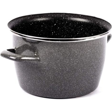 VITRINOR 1 Linea Cucina Pentola in Acciaio Smaltato Vetrificato con Rivestimento Antiaderente Effetto Pietra 2 Manici Adatta per Induzione colore Grigio