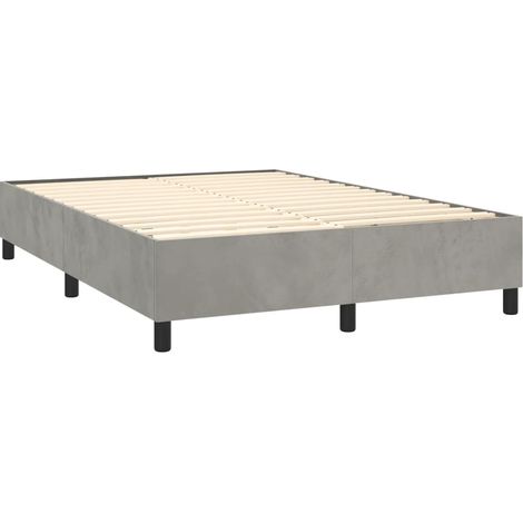 Somier de láminas sobre patas estructura de cama 140x200 cm tela terciopelo gris claro TDL0207190