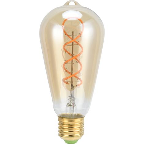 Ampoule à filament ST64 vintage à intensité variable, culot E27, 4 W, double spirale, lumière chaude, dorée (1/3)