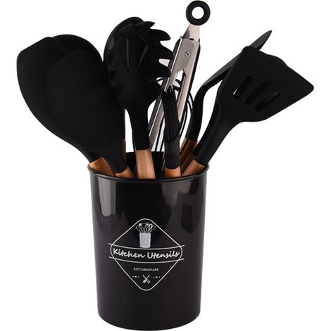 1 Ensemble ustensiles cuisine, spatules silicone, résistants rayures, poignées ergonomiques, cuisson antiadhésive (1/5)