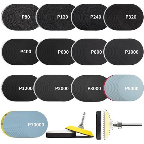 130Pièces Disques De Ponçage Papier Abrasifs 75Mm Grain80-10000[BI83] (1/5)