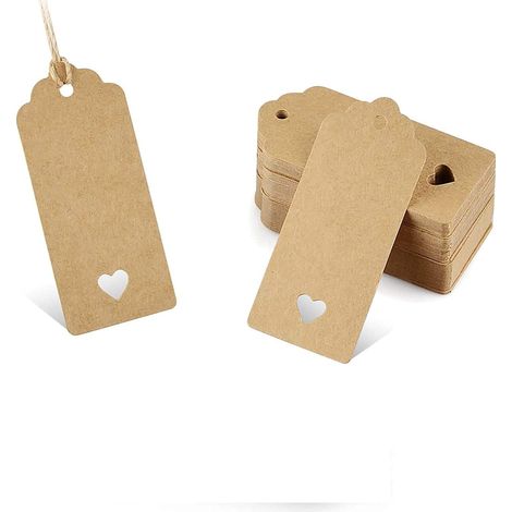Sollbry Étiquettes cadeaux, 100 pièces étiquettes cadeaux en papier Kraft avec 100 pièces gratuites de ficelle de jute naturelle pour les cadeaux de vacances de Noël faveurs de mariage Art Craf (1/3)