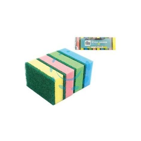 SPUGNA ABRASIVA DOPPIA CON FIBRA VERDE - cm.9x6x3h.