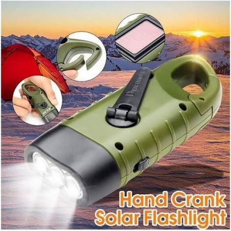Lampe Torche Solaire - Dynamo Manivelle - Pour Randonnée Camping Pannes De Courant - 2 Pièces (1/5)