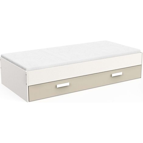 Cama Tidy Con Cajones Habitación Infantil Juvenil Color Blanco Y Arcilla Dormitorio Mueble 90x200 cm