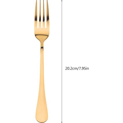 Lot de 10 fourchettes à steak en acier inoxydable à long manche, pour le service des fruits et des repas (titane doré) (1/5)