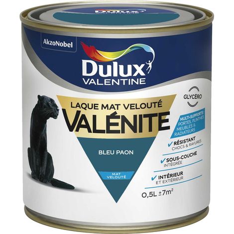Peinture Laque Valénite Mat Bleu Paon 0,5 L - Dulux Valentine (1/4)