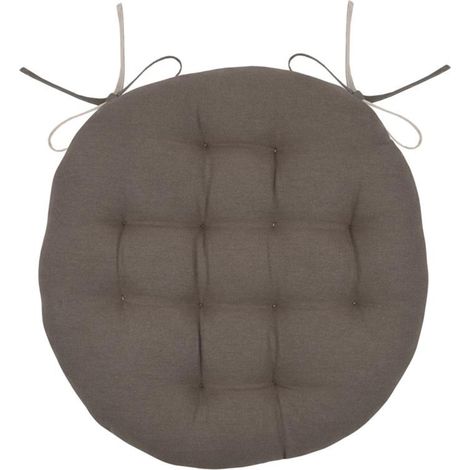 Galette de chaise ronde et bicolore Taupe 38x38 cm
