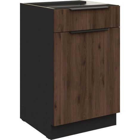 Küchen Unterschrank 50 cm Küche MONZA Okapi Nußbaum Soft-Close Küchenzeile (1/5)