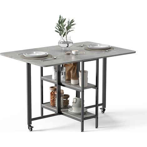 Mondeer – Table pliante mobile desserte de cuisine 120 x 80 x 75 cm – Structure métallique durable – Pliable pour petits espaces – Imperméable et anti-rayures (1/5)
