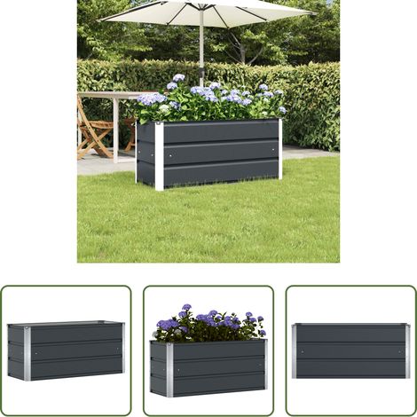 Terrassenkübel - Pflanzkübel Anthrazit 100 x 40 x 45 cm Stahl (1/5)